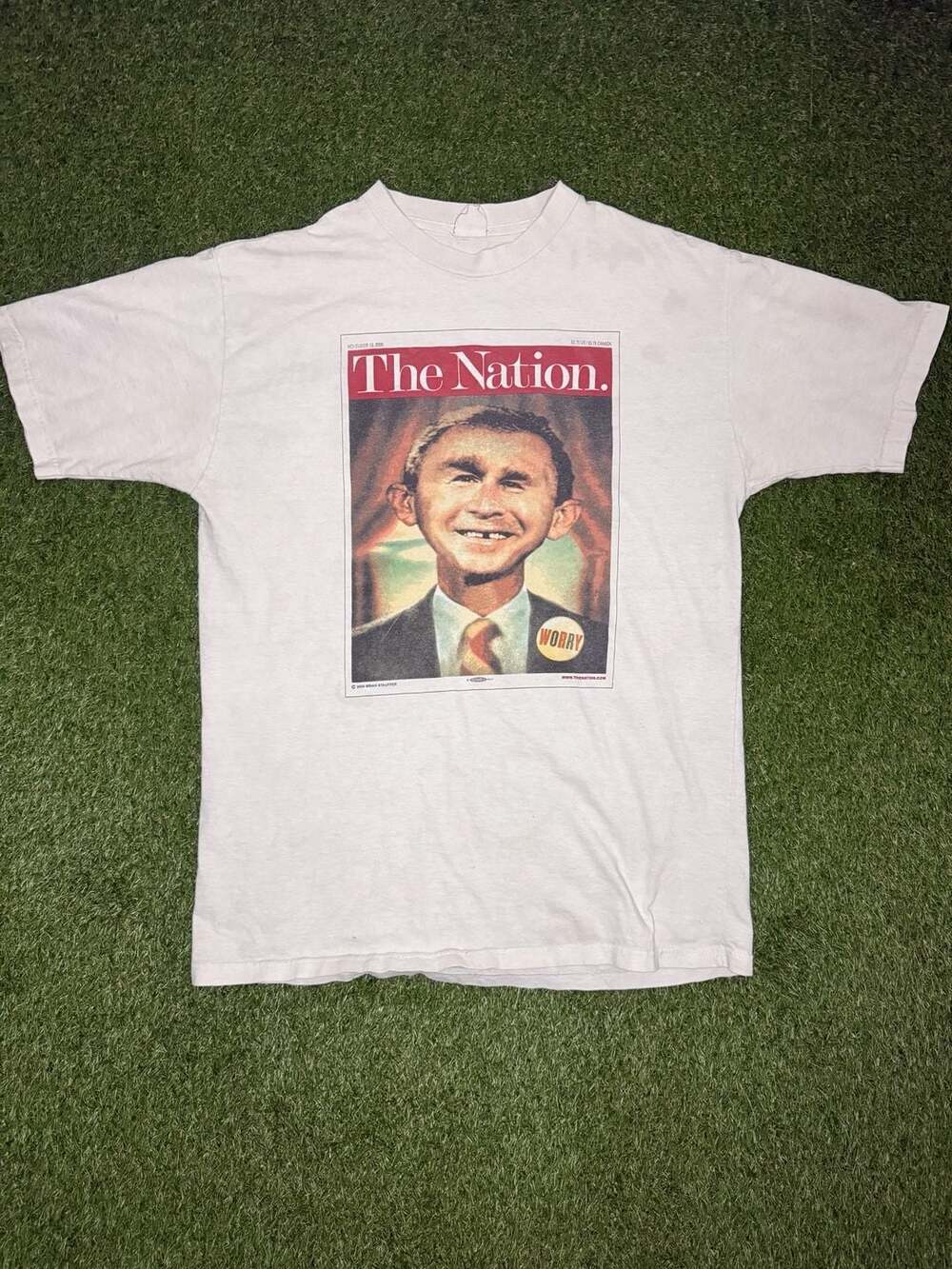 Vintage 2000 The Nation George W. Bush Alfred E. Neuman Parody T-Shirt